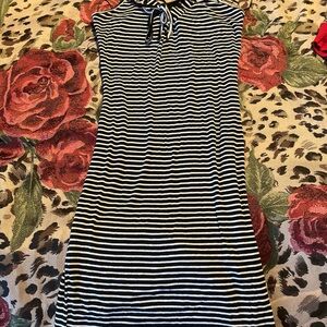 Black and White Sleeveless Halter Maxi Dress